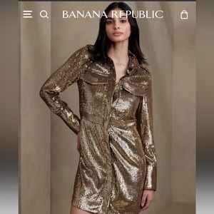 NWT Banana Republic gold sequin dress